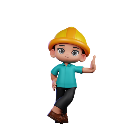 Lindo ingeniero dando pose genial actuando  3D Icon
