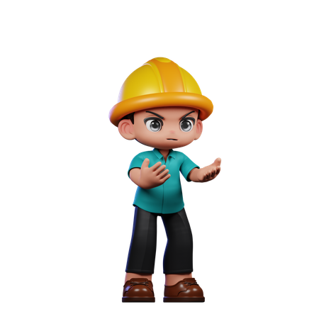 Lindo ingeniero enojado  3D Icon