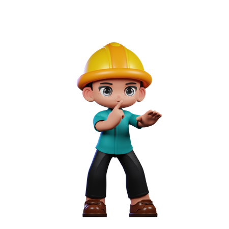 Lindo ingeniero haciendo pose Shhttt  3D Icon