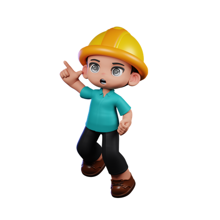 Lindo ingeniero haciendo saltos felices  3D Icon