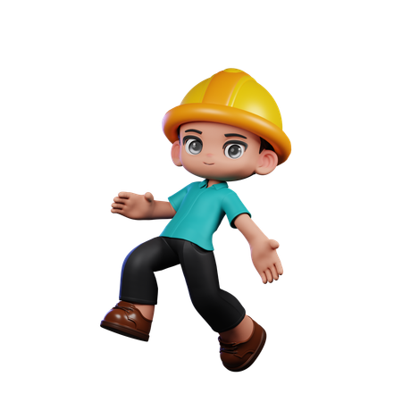 Lindo ingeniero haciendo saltos felices  3D Icon