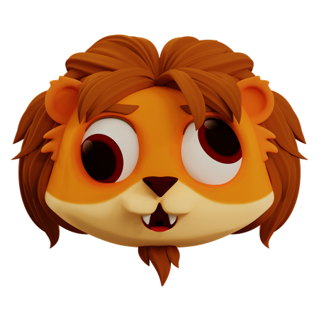 Lindo león cara fea emoji  3D Icon