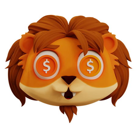 Lindo emoji de dólar león  3D Icon