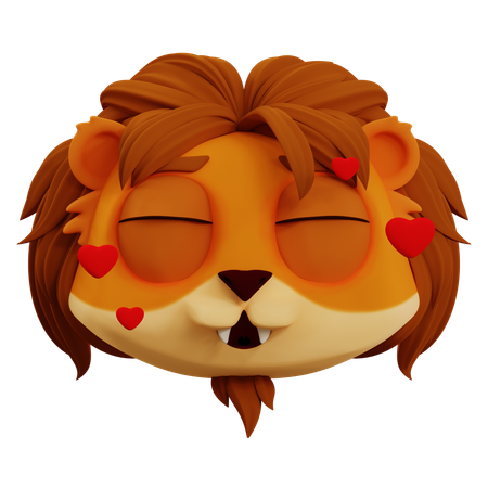 Lindo león enamorado emoji  3D Icon