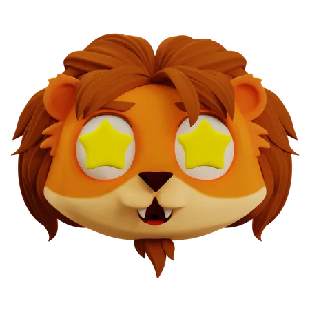 Lindo emoji de estrella de león  3D Icon