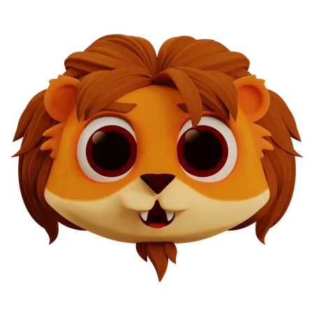 Lindo león feliz emoji  3D Icon