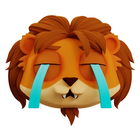 Lindo emoji de llanto de león  3D Icon