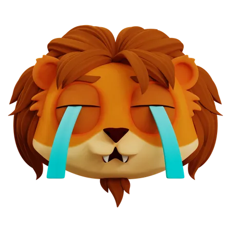 Lindo emoji de llanto de león  3D Icon