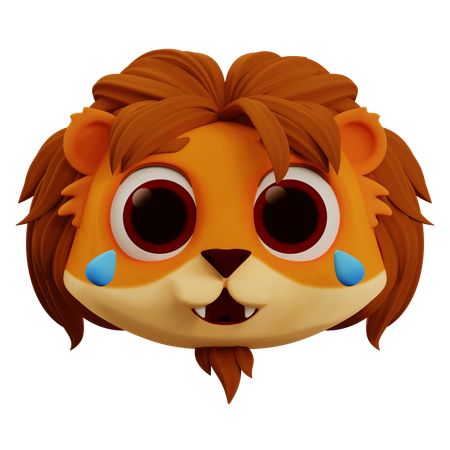 Lindo león riéndose a carcajadas emoji  3D Icon