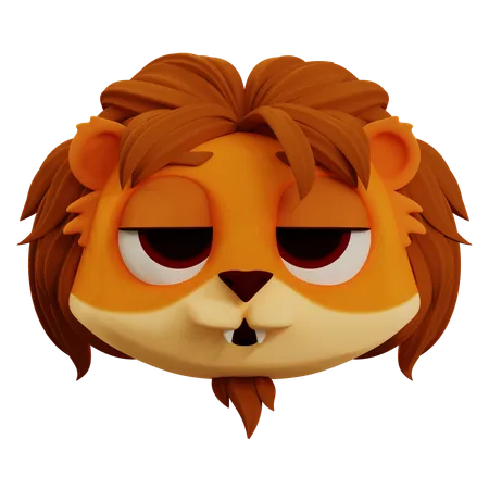 Lindo león emoji soñoliento  3D Icon