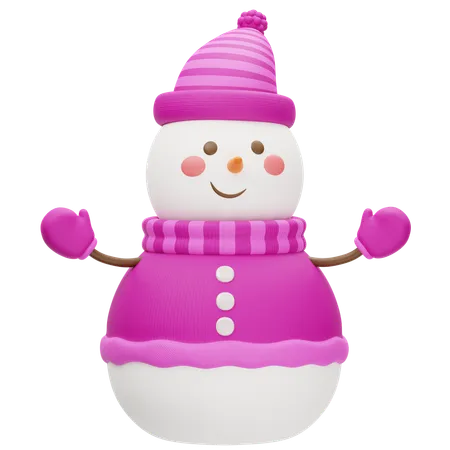 Lindo muñeco de nieve con un suéter rosa  3D Icon