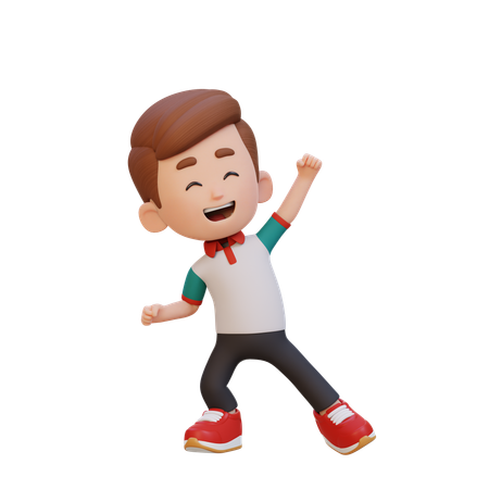 Lindo niño celebrando en pose feliz 3D Icon