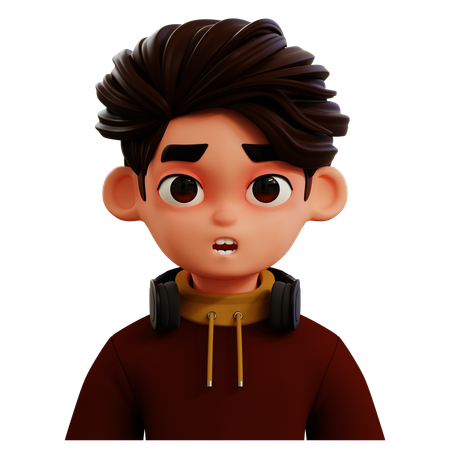 Lindo niño con avatar de auriculares  3D Icon