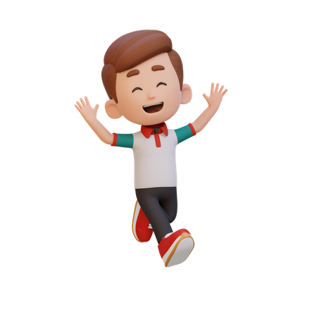 Lindo niño feliz y dando pose de salto  3D Icon