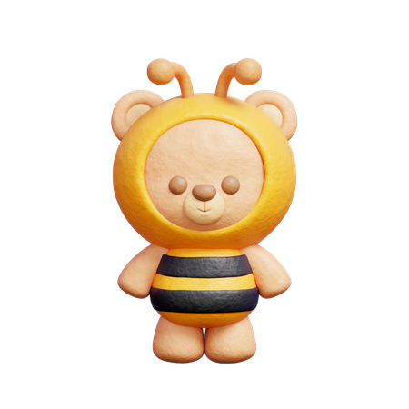 Lindo disfraz de oso con abeja  3D Icon