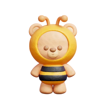 Lindo disfraz de oso con abeja  3D Icon