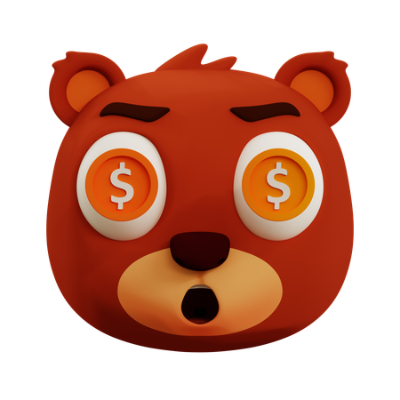 Lindo oso emoji de dólar  3D Icon