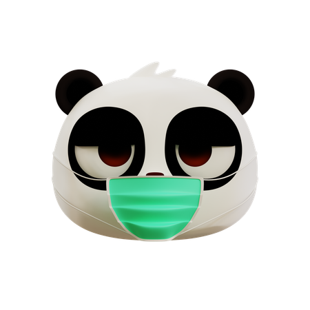 Lindo panda con emoji de gripe  3D Icon