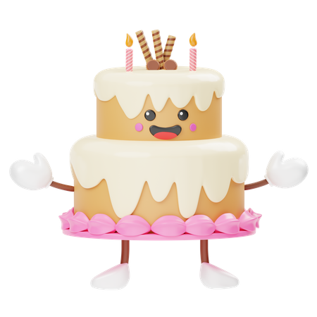 Lindo pastel de cumpleaños  3D Icon