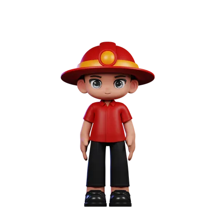 Lindo bombero haciendo de pie fresco  3D Illustration