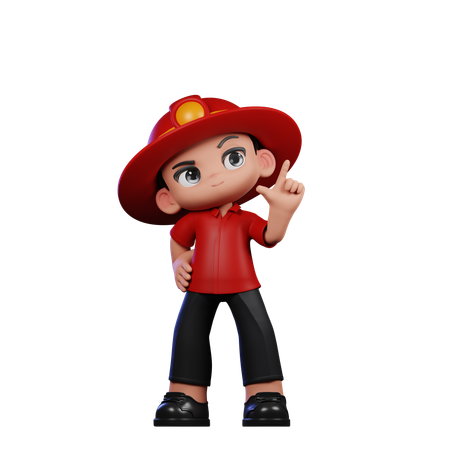 Lindo pequeño bombero teniendo idea  3D Icon