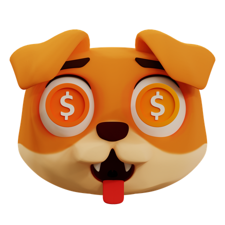 Lindo emoji de dólar de perro  3D Icon