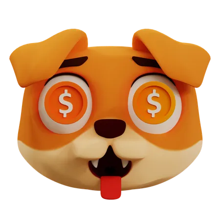 Lindo emoji de dólar de perro  3D Icon