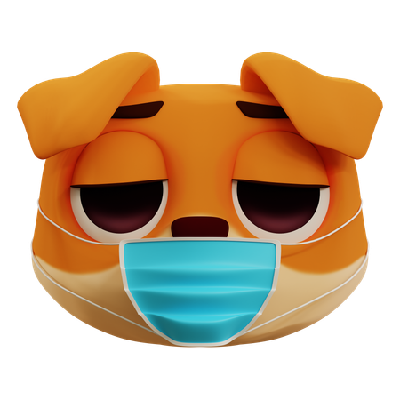 Lindo perro con emoji de gripe  3D Icon