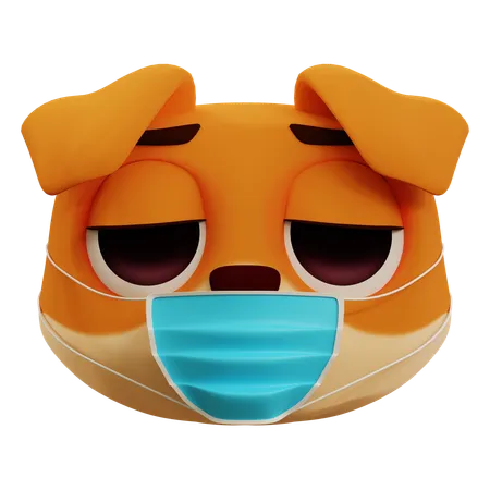 Lindo perro con emoji de gripe  3D Icon