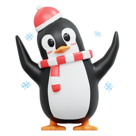 Lindo pingüino con gorro  3D Illustration