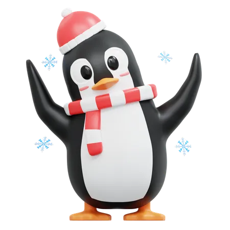 Lindo pingüino con gorro  3D Illustration