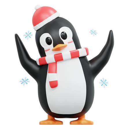 Lindo pingüino con gorro  3D Icon