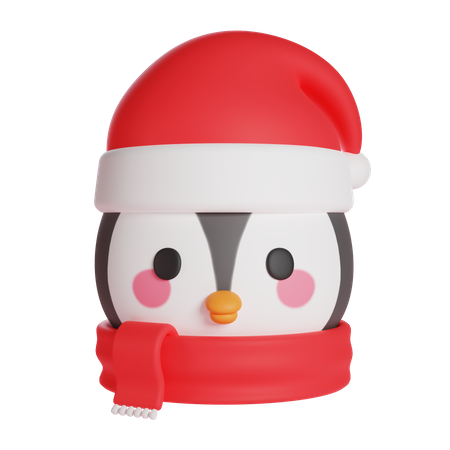 Lindo pingüino con gorro y bufanda navideños  3D Icon