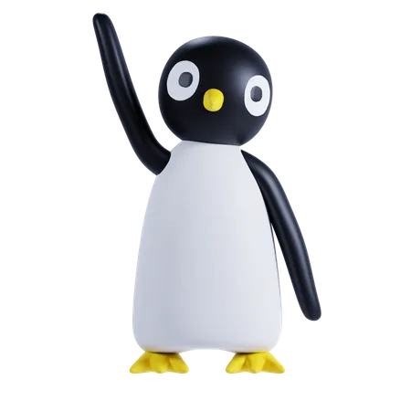 Lindo pingüino saluda  3D Illustration