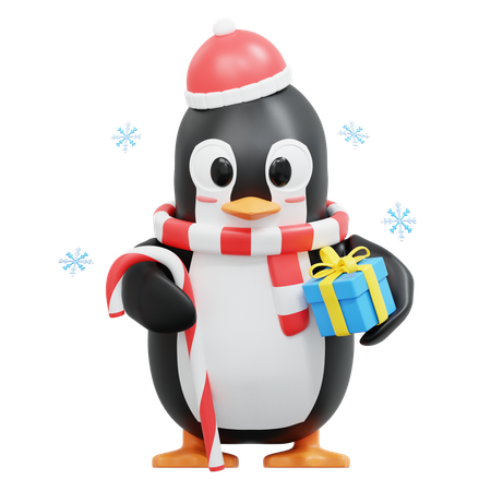 Lindo pingüino trae palo de caramelo  3D Illustration