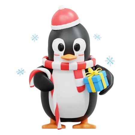 Lindo pingüino trae palo de caramelo  3D Illustration