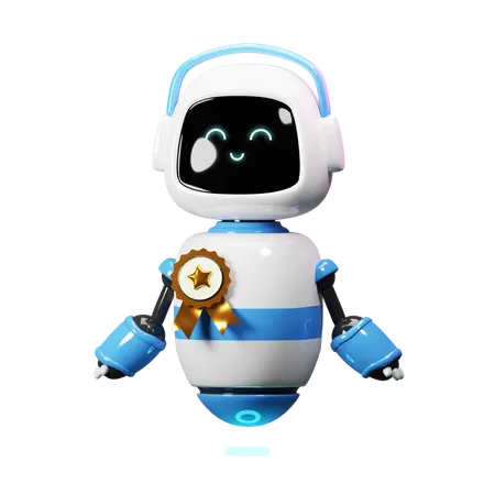 Lindo robot con insignia  3D Illustration