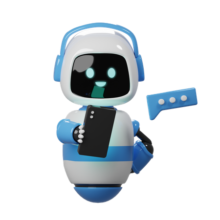 Lindo robot enviando un mensaje de texto  3D Icon