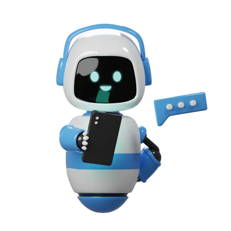 Lindo robot enviando un mensaje de texto  3D Icon