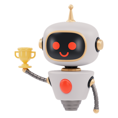 Lindo robot mostrando trofeo  3D Illustration