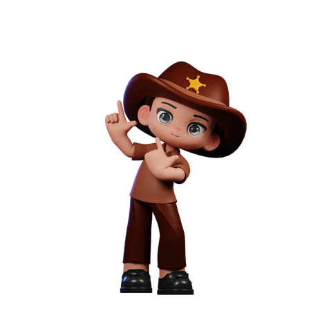 Lindo sheriff apuntando hacia arriba  3D Icon