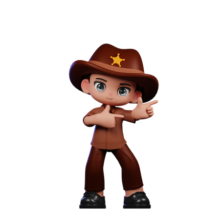 Lindo sheriff apuntando hacia la izquierda  3D Icon