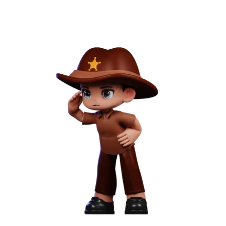 Lindo sheriff dando pose de mirada  3D Illustration