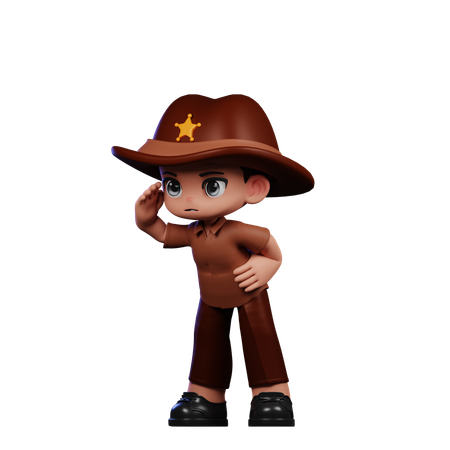 Lindo sheriff dando pose de mirada  3D Icon