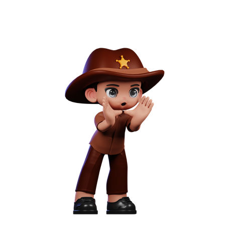 Lindo sheriff haciendo pose de gritos  3D Illustration