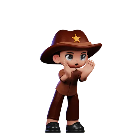 Lindo sheriff haciendo pose de gritos  3D Illustration