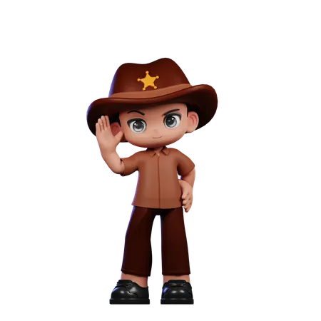 Lindo sheriff haciendo saludo  3D Illustration