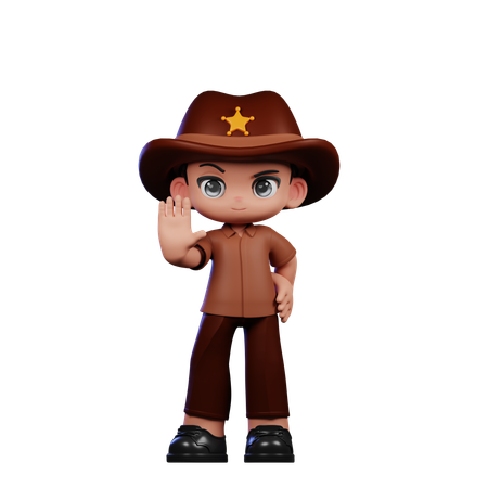 Lindo sheriff haciendo señal de stop  3D Icon