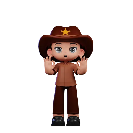 Lindo sheriff mostrando signo ok  3D Illustration