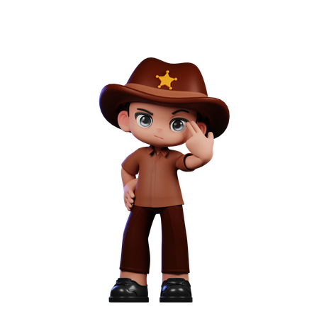 Lindo sheriff apuntándolo  3D Illustration